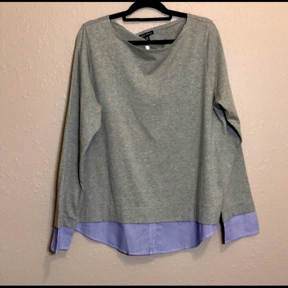 J. CREW MERCANTILE GRAY FAUX SHIRT HEM TOP SZ XXL